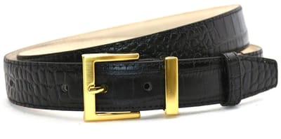 zwart print riem - gouden gesp - 3 cm breed - maat 115 totale lengte 130 cm