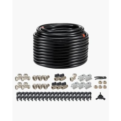 VEVOR Luchtcompressor Leidingkit, 60,96 m x 19,05 mm Persluchtslang, HDPE Aluminium Persluchtleidingsysteem, Eenvoudig te installeren, Persluchtleidingkit voor Garagewerkplaatsen, Zwart