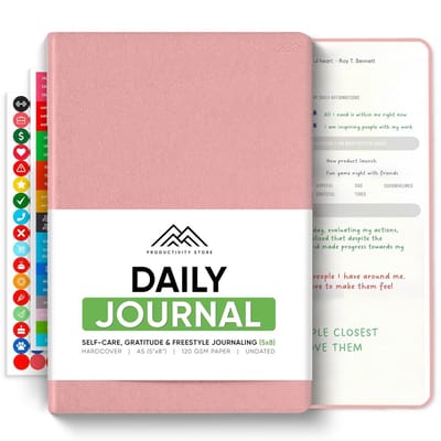 Dagboek Mindfulness Productiviteit - Schrijf Journal - Persoonlijke Ontwikkeling - Geïnspireerde Prompts - 15 x 23 cm - Roze