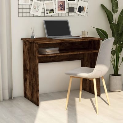 vidaXL - Bureau - 90x50x74 - cm - bewerkt - hout - gerookt - eikenkleurig