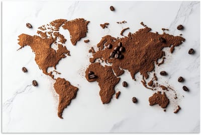 Poster 180x120 cm - Wereldkaart - Koffie - Marmer - Posters - Kamer decoratie - Wanddecoratie woonkamer - Muurdecoratie slaapkamer XXL