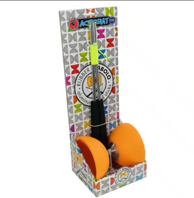 Diabolo oranje met aluminium stokken - 105 mm doorsnede