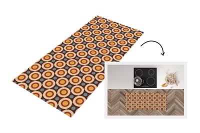 Keukenloper 120x50 cm - Keukenmat vinyl Retro - Vintage - Design - Cirkel - Keukenmatten loper - Keuken vloerkleed tapijt