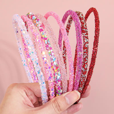 8 pièces Bandeaux Saint-Valentin pour Filles Amour Rose Rouge Bandeau Pailleté Bandeaux Coiffure Filles Enfants Fête Accessoires Cheveux pink