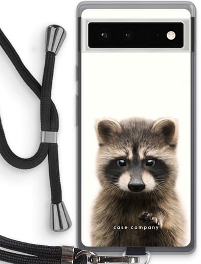 Case Company® - Hoesje met koord geschikt voor Google Pixel 6 hoesje met Koord - Rocco - Telefoonhoesje met Zwart Koord - Bescherming aan alle Kanten en Over de Schermrand