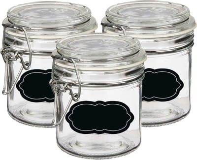 Weckpot/inmaakpot - 4x - 250 ml - glas - met beugelsluiting - incl. etiketten