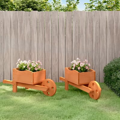 vidaXL - Plantenbakken - kruiwagen - 2 - st - 47x15x19 - cm - massief - vurenhout