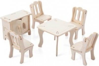 De Bouwplaats Poppenhuismeubels Eetkamer - Houten bouwpakket inrichting