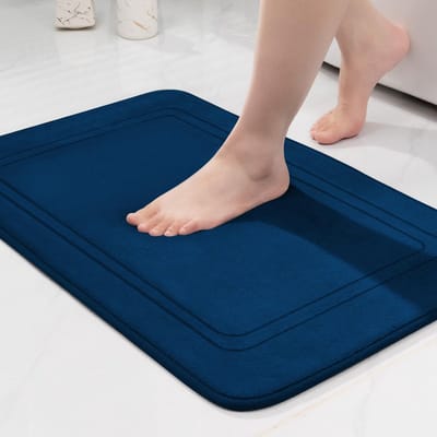 Badmat, antislip, absorberend, badkamerteppich, zachte badmat, badvoorlegger, douchemat, voetmat voor badkamer, blauw 50x80cm