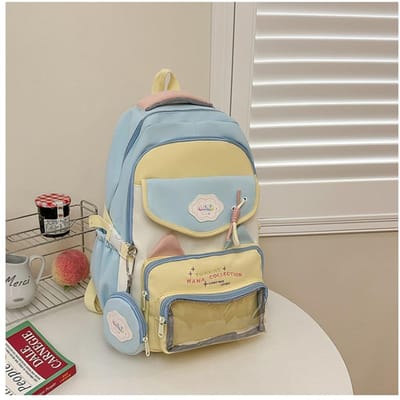 Sac à dos de grande capacité, léger et polyvalent, style collège contrasté mignon .