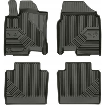 Frogum No.77 Luxe Rubberen Automatten Set - Geschikt voor NISSAN QASHQAI I +2 (2006-2013) - 7-Persoons Versie - 4-delig - Perfecte Pasvorm - Geurloos TPE - 4 cm Hoge Rand - Zwart