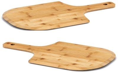 Zeller pizza snijplanken/borden - 4x - hout - met handvat - 53 x 30 cm - Pizzaborden / Pizzasnijplanken