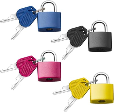 GELLDG 4 stuks Bagageslot - Mini hangslot - Met sleutel - Gekleurd bagageslot - Geschikt voor bagage, kasten, kluisjes, gereedschapskisten