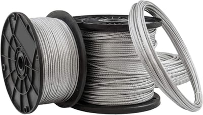 DQ-PP STAALKABEL, 3 mm, 200 m, verzinkt, 1x19 hard, Staalkabel voor klimhulp Kabel Staaldraad Bosbouwkabel Lierkabel Spannekabel, geschikt voor diverse toepassingen zoals lieren, bevestigingen en het trekken van zware lasten