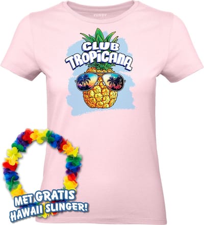 Dames t-shirt Pineapple Head | Toppers in Concert 2024 | Club Tropicana | Hawaii Shirt | Ibiza Kleding | Lichtroze Dames | maat XS