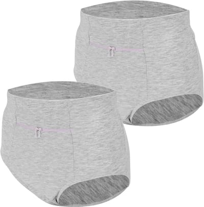 Damesondergoed met Verborgen Zakjes voor Reizen - Fitted Korte Panties in Plus Size (Grijs) - Comfortabel en Praktisch Ondergoed