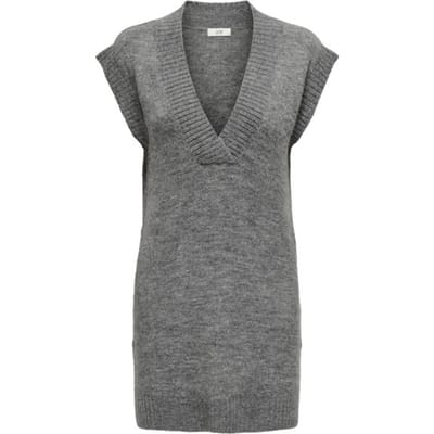 Jacqueline de Yong Trui Jdyelanora S/l V-neck Slit Vest Knt 15328344 Dark Grey Melange Dames Maat - S