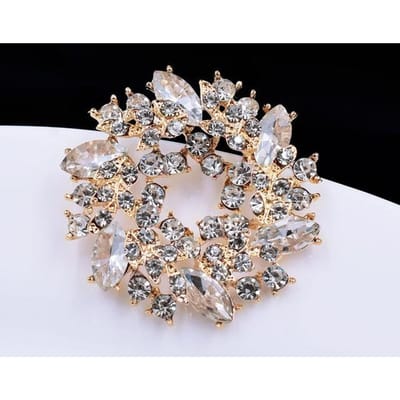 Kristallen Strass Bloem Broches Spelden Dames Kleding Sjaal Gesp Kleding Accessoires Mode Sieraden Cadeaus wit