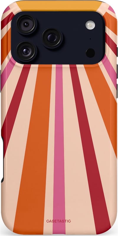 Casetastic hoesje geschikt voor Apple iPhone 17 Pro Max - MagSafe - Dubbellaagse bescherming - Retro Zonnestraal - Fashion Case - Wit Perzik Bordeaux Zand