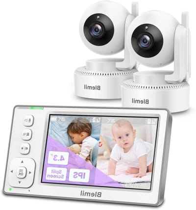 Babymonitor met camera - Babyfoon video - Kind in de gaten - Split screen functie - 43 inch scherm - Wit