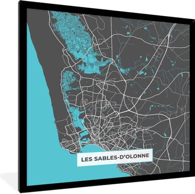 Fotolijst incl. Poster - Kaart - Plattegrond - Les Salbes-d'Olonne - Frankrijk - Stadskaart - 40x40 cm - Posterlijst