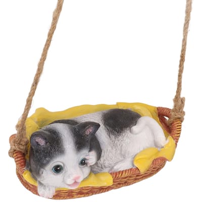 Kat Beeldje Hars Kittentje Standbeeld Hangend Ornament Huisdecoratie voor Buiten Tuin Black White Cat