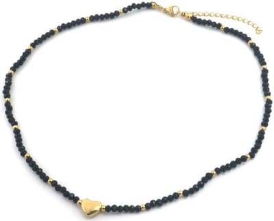 Ketting - verstelbaar - sieraad - accessoire - RVS - stainless steel - 39+5cm - goudkleurig - zwart - hartje - liefde - cadeau - geschenk - feest – feestdagen – valentijn – cadeau