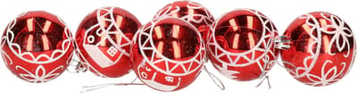 Gerimport Kerstballen - gedecoreerd - 6x st - rood - glas - luxe - kerstversiering