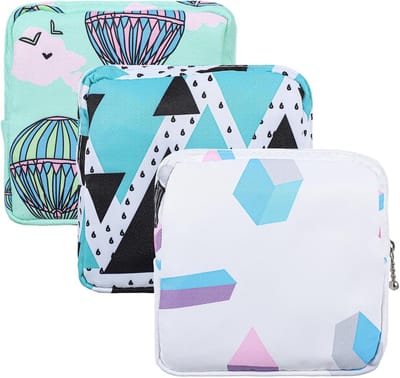 3 Stuks Mini Tampons Binders Opberg Tas | Draagbare Menstruatietas met Ritssluiting voor Vrouwen en Meisjes, Ideaal voor Maandverband en Tampons
