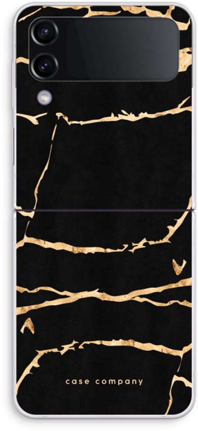 Case Company® - Hoesje geschikt voor Samsung Galaxy Z Flip4 hoesje - Gouden marmer - Soft Cover Telefoonhoesje - Bescherming aan alle Kanten en Schermrand