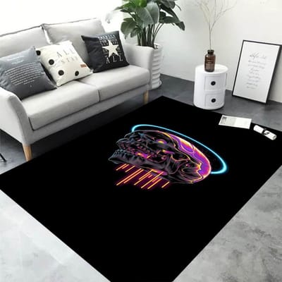 3D HD Printing Neon Graffiti Gedrukt Tapijt Antislip Kleed Zwart Woondecoratie Kleed Tapijt voor Woonkamer Slaapkamer Eetkamer Kantoor Cadeau 50X80CM