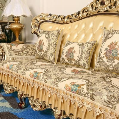 Geborduurd Patroon Sofa Handdoek Europese Stijl Leren Banken Kussen Kussensloop Fluweel Zoom Sofa Hoes Antislip Slijtvast 70x70cm 1pcs