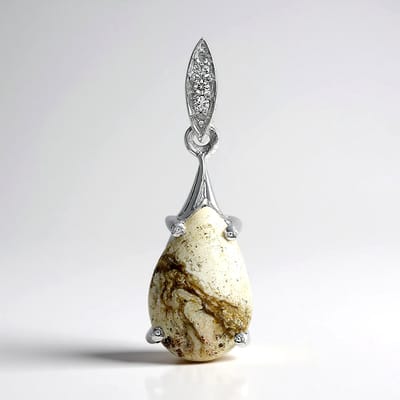Cavill - Zilveren druppelhanger - 925 Sterling Zilver - 2,19 ct Braziliaanse Magnesiet en 0,027 ct Witte Topaas - Elegant en Tijdloos