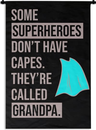 Wandkleed Vaderdag - Vaderdag cadeau / Cadeau voor opa met tekst - Superheroes Wandkleed katoen 120x180 cm - Wandtapijt met foto XXL / Groot formaat!