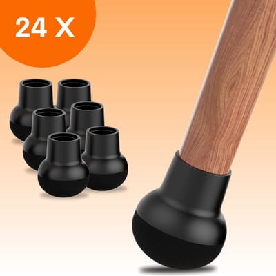 FLOOQ Pro Stoelpootdoppen Flexibel Rond 14-20mm - Anti-Kras Vilt - Stoelpoot beschermers - Vloerbescherming - 24 Stuks – Fabian