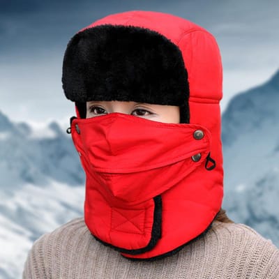 Hiver Extérieur Ski Chapeau Chaud Épaissi Masque Écharpe Nord-Est Cyclisme Chapeau Froid Masque Hommes Chapeau Lei Feng Femmes average size black