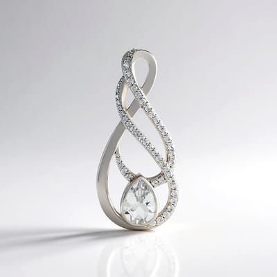 Cavill - Zilveren Hanger met Peervormige Danburiet 2,16 ct - 925 Sterling Zilver Geplatineerd - Zirkonia Accent - Elegant Fonkelend Sieraad