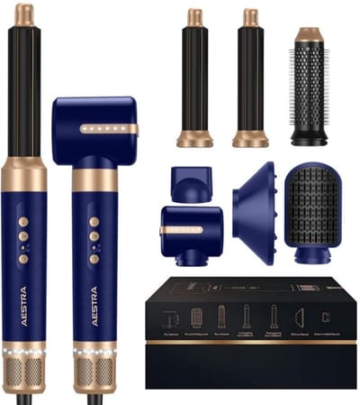 Aestra 7 in 1 Hairwrap - Föhnborstel - Föhn met Diffuser - 110.000RPM - Krultang - Krulborstel - Airstyler - Haarborstel - 1400W - Navy