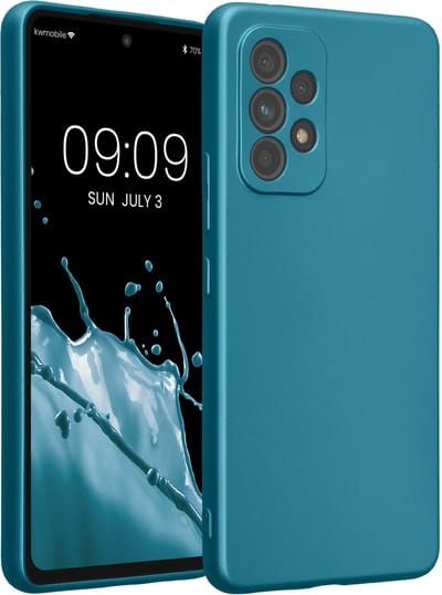 kwmobile metallic telefoonhoesje van TPU - geschikt voor Samsung Galaxy A53 5G - Flexible case voor smartphone - In Metallic carabisch blauw