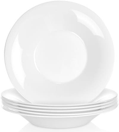 Diep Borden Glas Wit 21,5 cm, 400 ml 6 stuks - Set - Soepbord - Diepe Borden - Pastabord