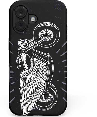 Casetastic hoesje geschikt voor Apple iPhone 16 - MagSafe - Dubbellaagse bescherming - Retro highway - Fashion Case - Donkerblauw Zwart Grijs