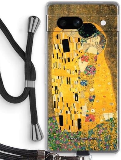 Case Company® - Hoesje met koord geschikt voor Google Pixel 7A hoesje met Koord - Der Kuss - Telefoonhoesje met Zwart Koord - Bescherming aan alle Kanten en Over de Schermrand