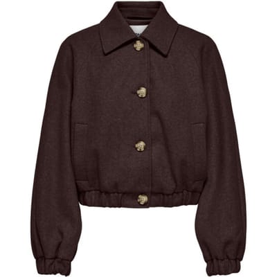 Only bruine dames jas   Punt kraag   Regular fit   Steekzakken   Gemeleerd patroon   Knoopsluiting   Duurzaam   Lange mouw Bruin M