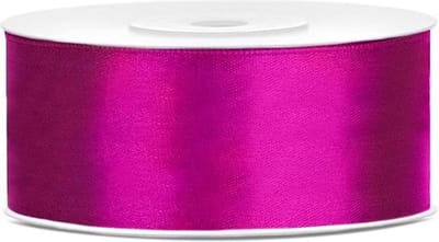 PartyDeco - Satijn lint fuchsia 25 mm /rol 25 m