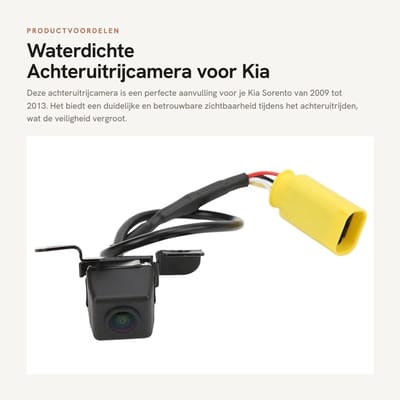 Dailygoods- Achteruitrijcamera Waterdicht IP68 - Parkeerhulpcamera - Hoge Resolutie - Vervanging voor Kia Sorento 2009-2013 - Anticondens Lens - Onderdeelnummer 957602P202 - Parkeercamera