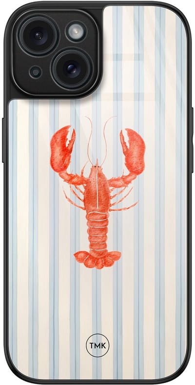 Hoesje geschikt voor Apple iPhone 15 - Kreeft - Multi - TPU luxe case (glossy toplaag) - Print - Hardcase backcover zwart