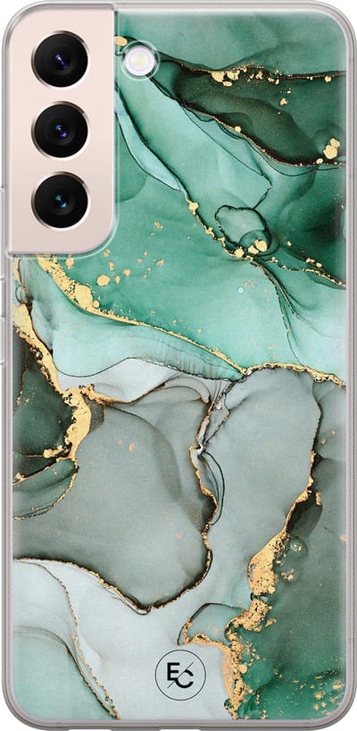 Hoesje geschikt voor Samsung Galaxy S22+ - Marble Design - Soft Case - TPU - Marmer - Groen - ELLECHIQ