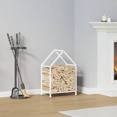 vidaXL - Brandhoutrek - 40x25x60 - cm - koudgewalst - staal - wit