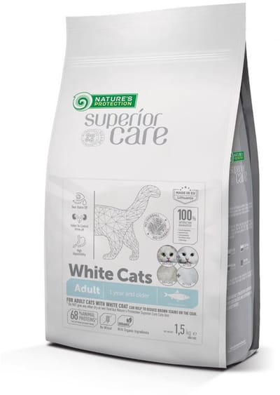 Nature's Protection Superior Care - witte kat - alle rassen - volwassen - graanvrij met haring - 1,5 kg