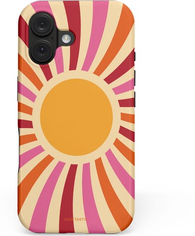 Casetastic hoesje geschikt voor Apple iPhone 16 - MagSafe - Dubbellaagse bescherming - Retro licht - Fashion Case - Beige Terracotta Roze Bordeaux